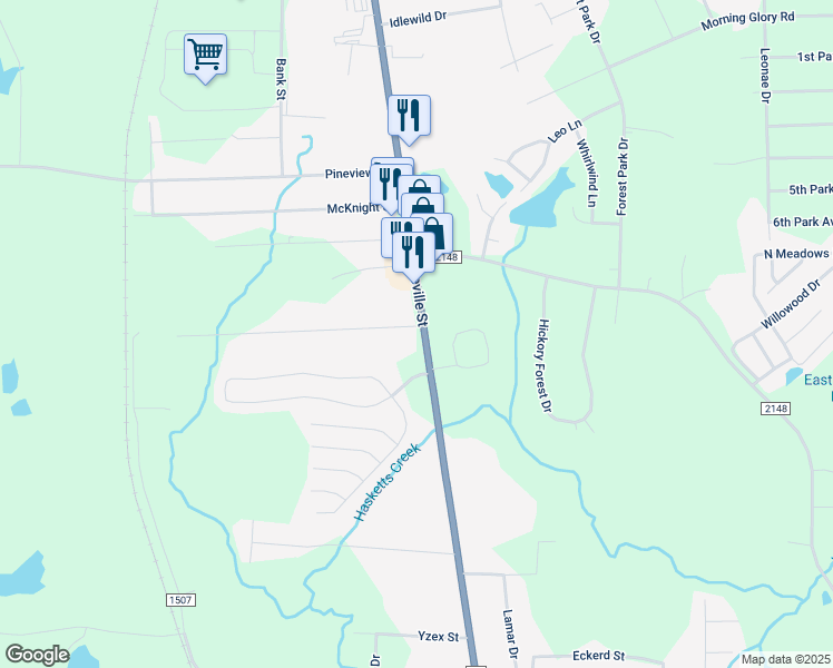 map of restaurants, bars, coffee shops, grocery stores, and more near 105A Northwood Drive in Asheboro
