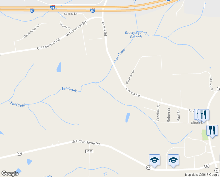 map of restaurants, bars, coffee shops, grocery stores, and more near 624 Owens Road in Lexington