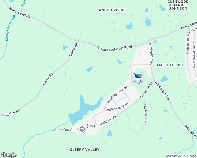 map of restaurants, bars, coffee shops, grocery stores, and more near 1578 Luther Road in Apex