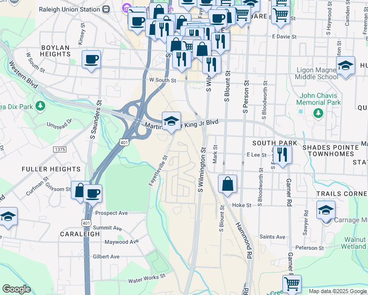 map of restaurants, bars, coffee shops, grocery stores, and more near 190 Levister Court in Raleigh