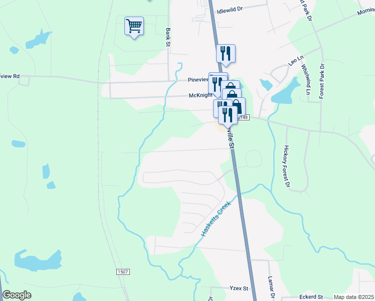 map of restaurants, bars, coffee shops, grocery stores, and more near 221 Northwood Drive in Asheboro