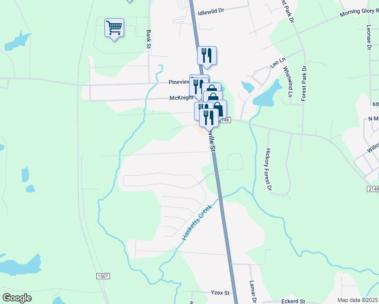 map of restaurants, bars, coffee shops, grocery stores, and more near 115 Northwood Drive in Asheboro