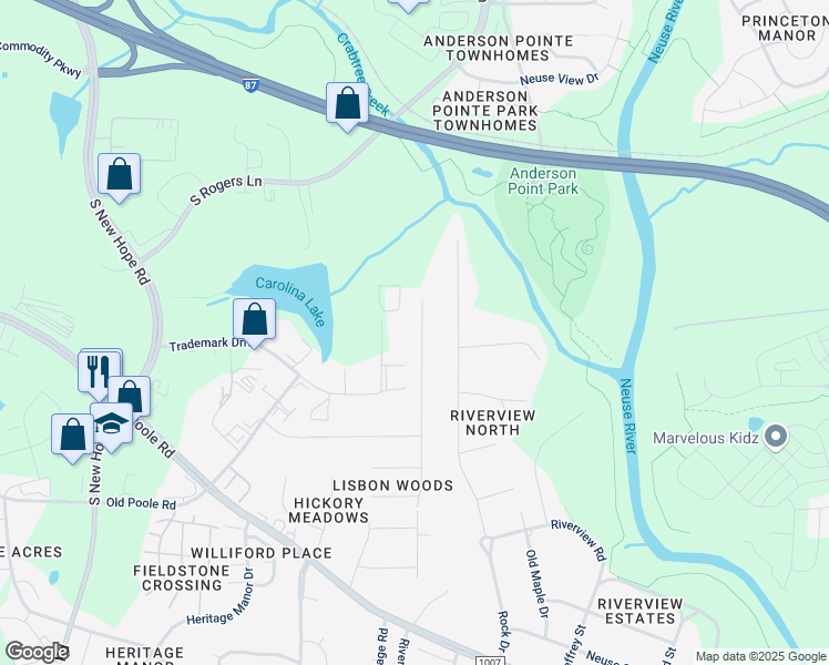 map of restaurants, bars, coffee shops, grocery stores, and more near 634 Kavkaz Street in Raleigh