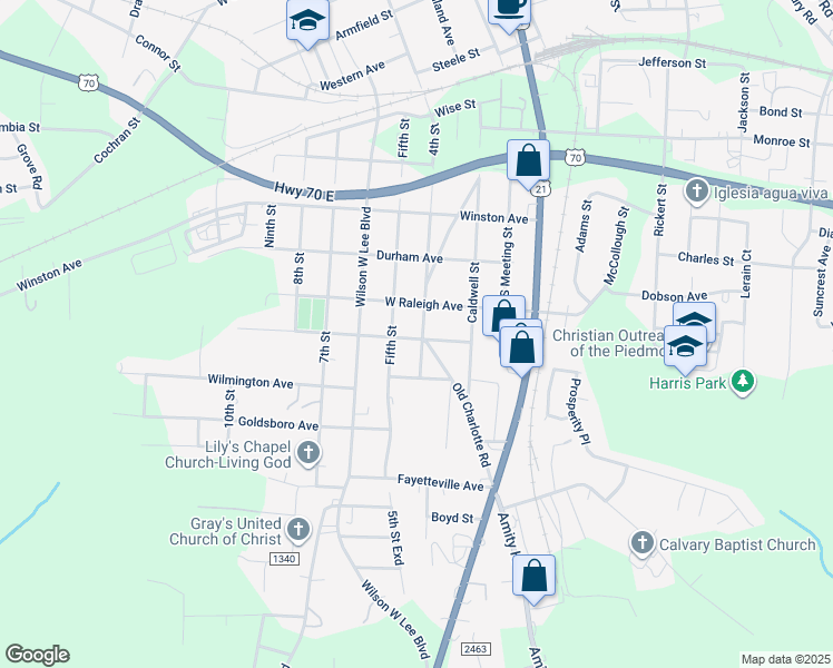 map of restaurants, bars, coffee shops, grocery stores, and more near 1226 4th Street in Statesville