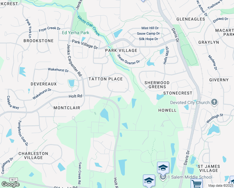 map of restaurants, bars, coffee shops, grocery stores, and more near 204 Burgwin Wright Way in Cary