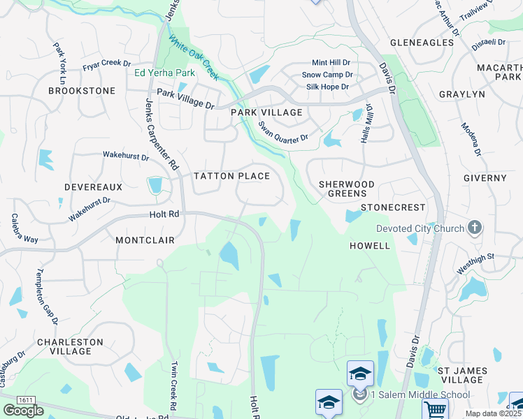 map of restaurants, bars, coffee shops, grocery stores, and more near 206 Burgwin Wright Way in Cary