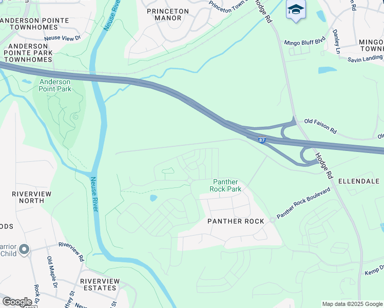 map of restaurants, bars, coffee shops, grocery stores, and more near 1315 Hazelnut Ridge Lane in Knightdale