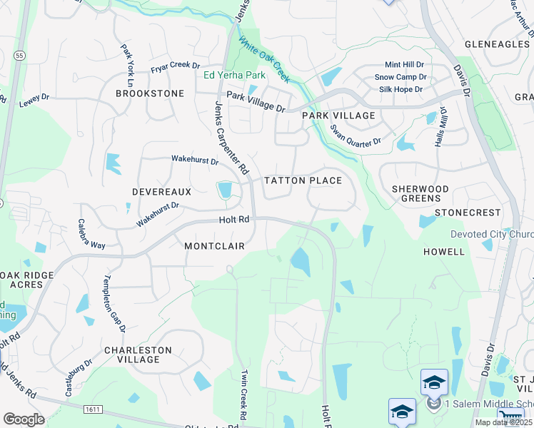 map of restaurants, bars, coffee shops, grocery stores, and more near 1424 Holt Road in Cary