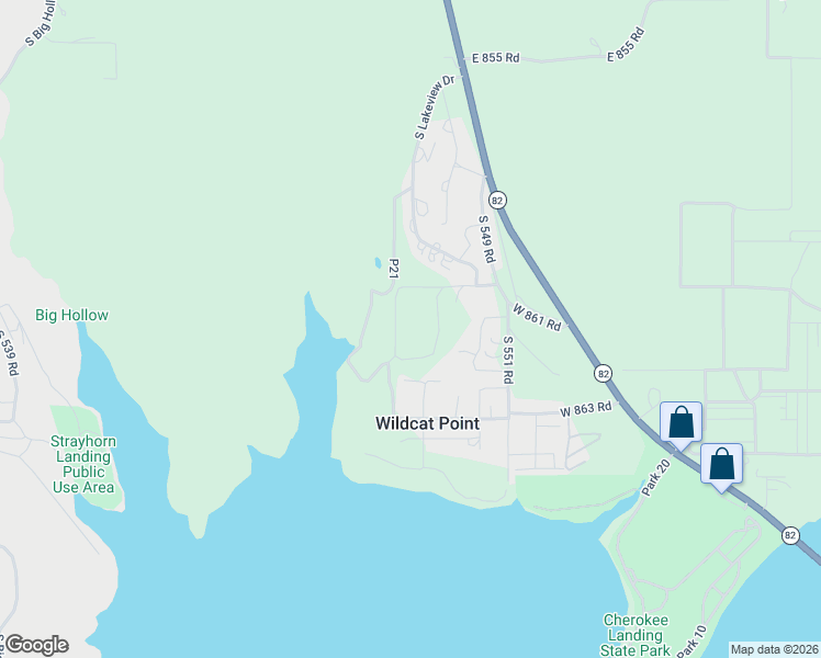 map of restaurants, bars, coffee shops, grocery stores, and more near 21721 West 861 Road in Park Hill