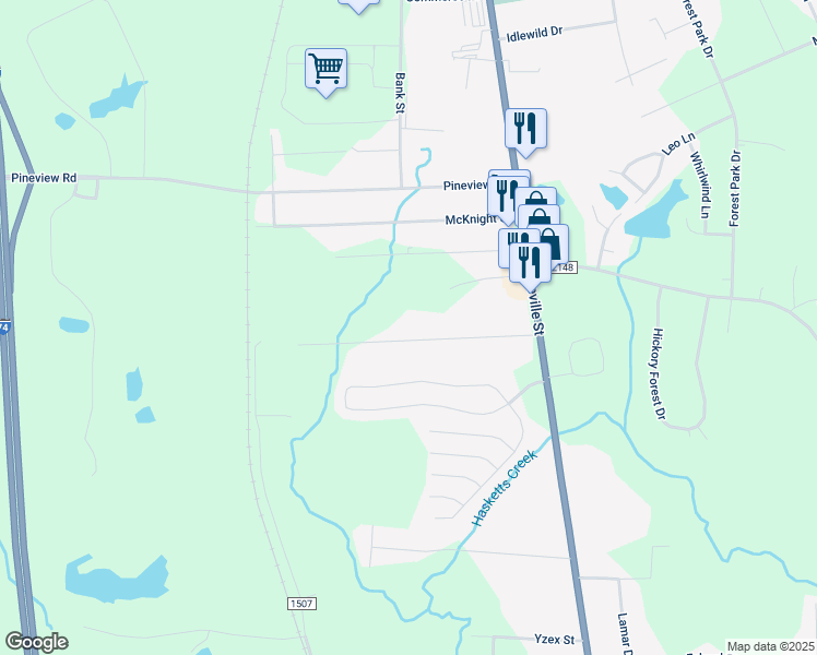 map of restaurants, bars, coffee shops, grocery stores, and more near 302 Northwood Drive in Asheboro