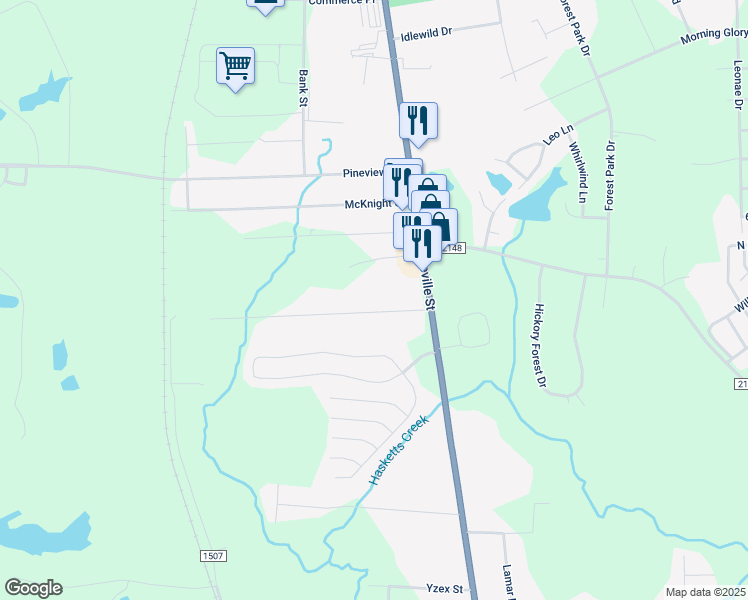 map of restaurants, bars, coffee shops, grocery stores, and more near 115 Northwood Drive in Asheboro