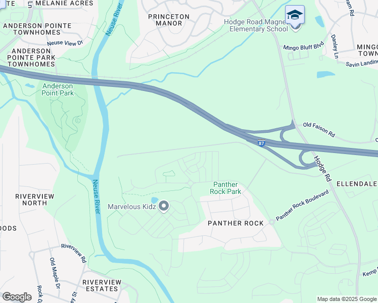 map of restaurants, bars, coffee shops, grocery stores, and more near Knightdale Bypass in Raleigh