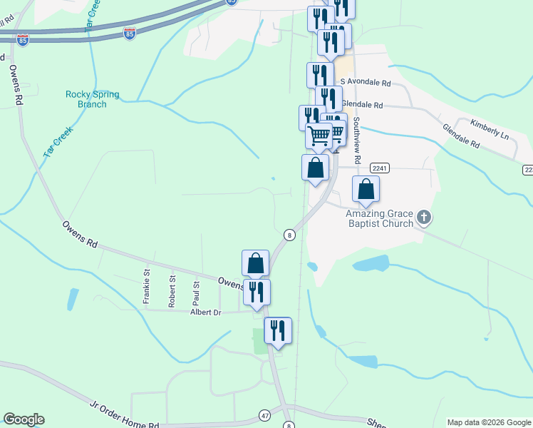 map of restaurants, bars, coffee shops, grocery stores, and more near 165 Bill Lohr Road in Lexington