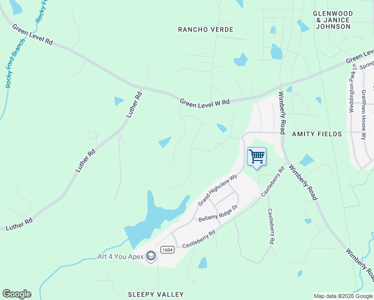 map of restaurants, bars, coffee shops, grocery stores, and more near 1578 Luther Road in Apex