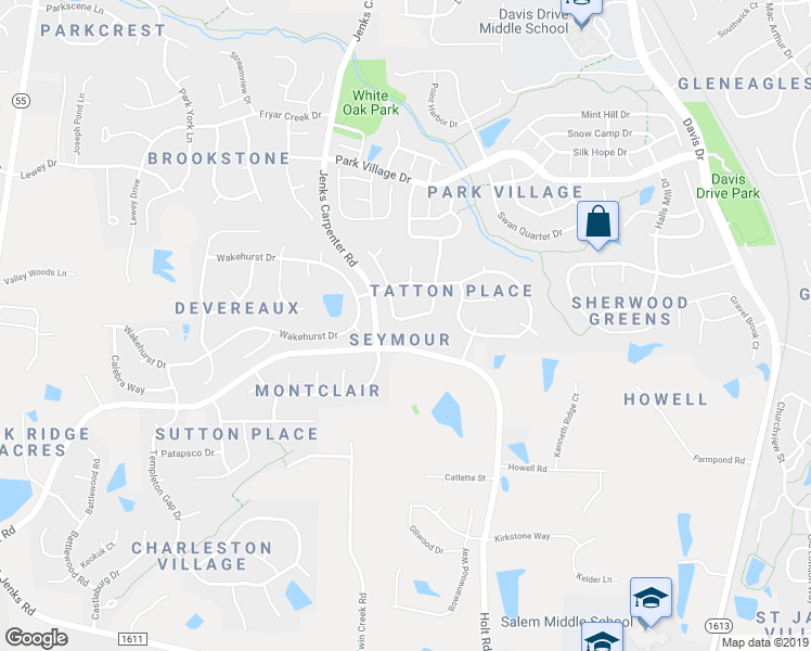 map of restaurants, bars, coffee shops, grocery stores, and more near 219 Billingrath Turn Lane in Cary
