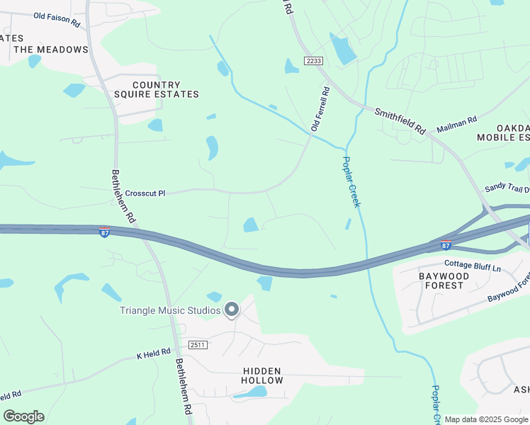 map of restaurants, bars, coffee shops, grocery stores, and more near 104 Amity Dr in Knightdale