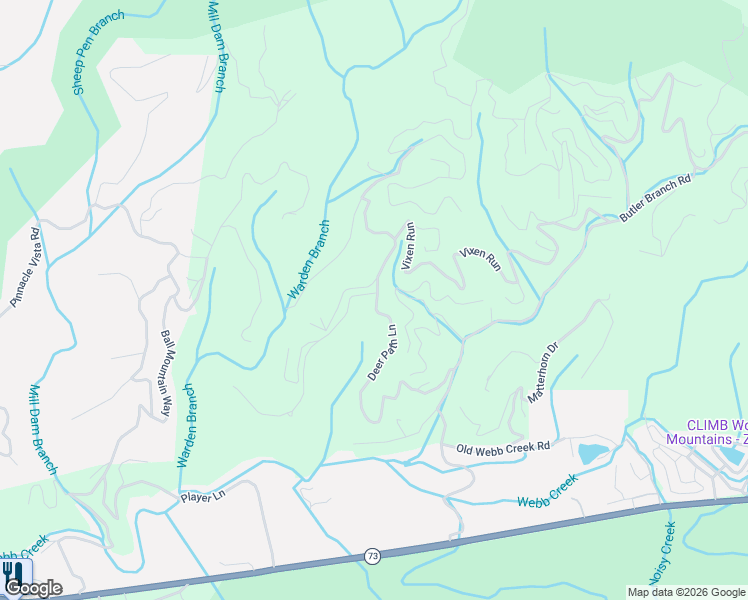 map of restaurants, bars, coffee shops, grocery stores, and more near 540 Deer Path Lane in Gatlinburg