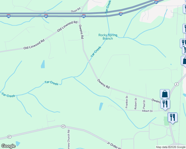 map of restaurants, bars, coffee shops, grocery stores, and more near 903 Owens Road in Lexington