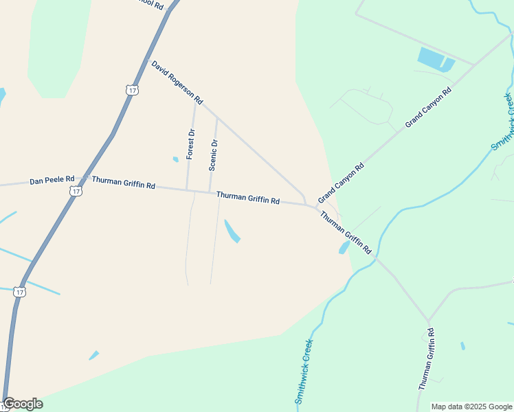 map of restaurants, bars, coffee shops, grocery stores, and more near 1606 Thurman Griffin Road in Williamston