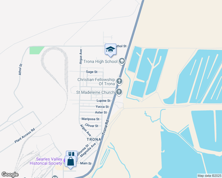 map of restaurants, bars, coffee shops, grocery stores, and more near 13477 Verbena Street in Searles Valley