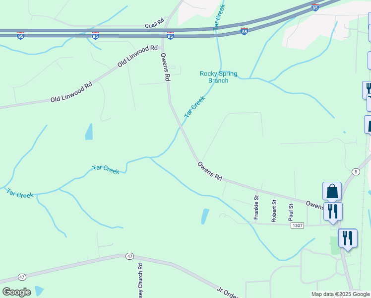 map of restaurants, bars, coffee shops, grocery stores, and more near 903 Owens Road in Lexington