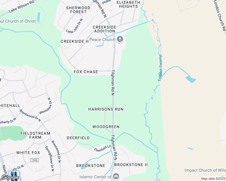 map of restaurants, bars, coffee shops, grocery stores, and more near 2736 Tilghman Road North in Wilson