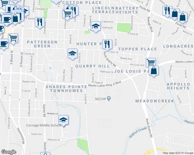 map of restaurants, bars, coffee shops, grocery stores, and more near 815 Coleman Street in Raleigh