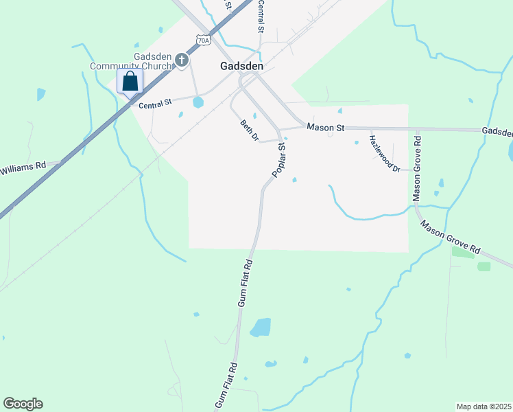map of restaurants, bars, coffee shops, grocery stores, and more near 504 Gum Flat Road in Gadsden