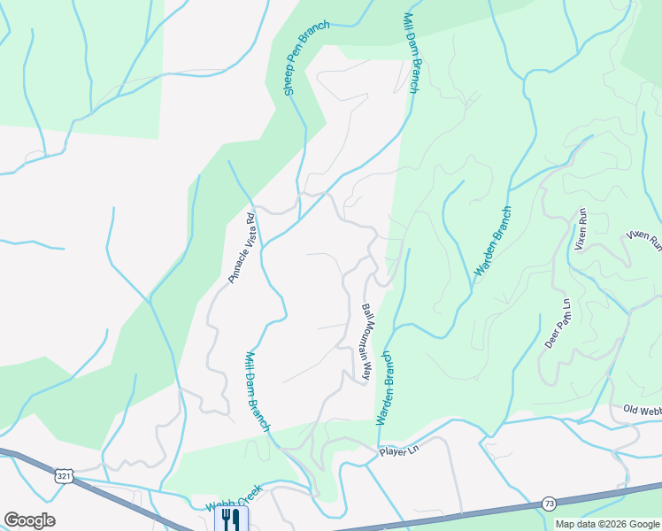 map of restaurants, bars, coffee shops, grocery stores, and more near 431 Coyote Road in Gatlinburg
