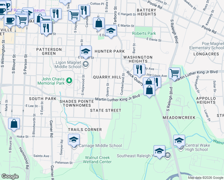 map of restaurants, bars, coffee shops, grocery stores, and more near 815 Coleman Street in Raleigh