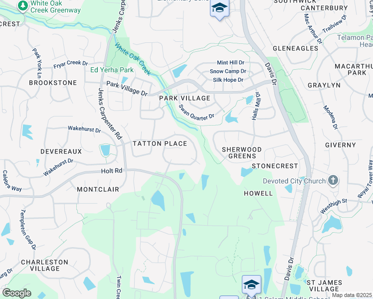 map of restaurants, bars, coffee shops, grocery stores, and more near 112 Heck Andrews Way in Cary