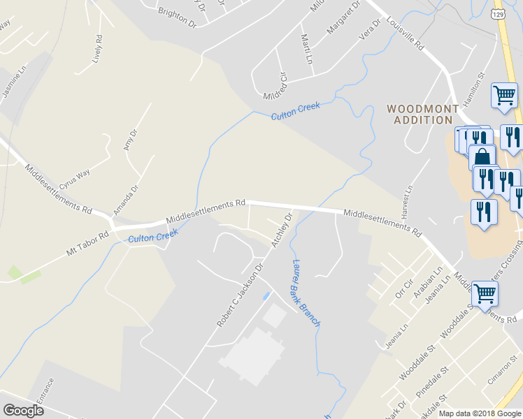 map of restaurants, bars, coffee shops, grocery stores, and more near 1346 Middlesettlements Road in Maryville