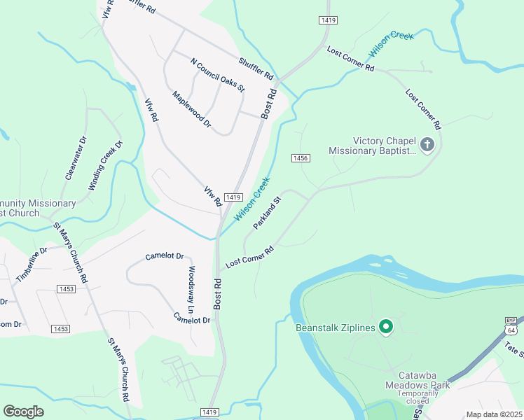 map of restaurants, bars, coffee shops, grocery stores, and more near 111 Parkland Street in Morganton
