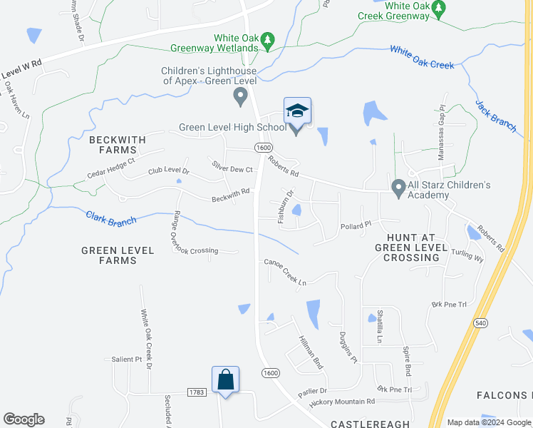 map of restaurants, bars, coffee shops, grocery stores, and more near 2412 Cobbleton Way in Apex