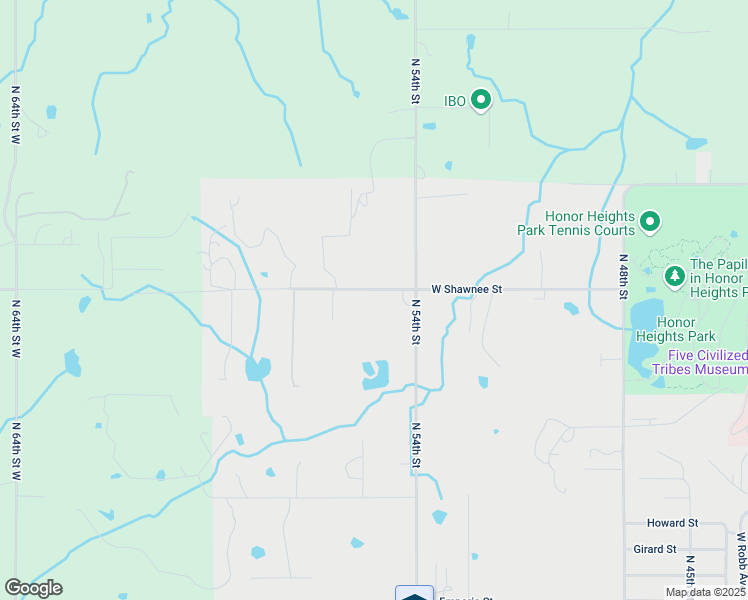 map of restaurants, bars, coffee shops, grocery stores, and more near 5411 West Shawnee Street in Muskogee
