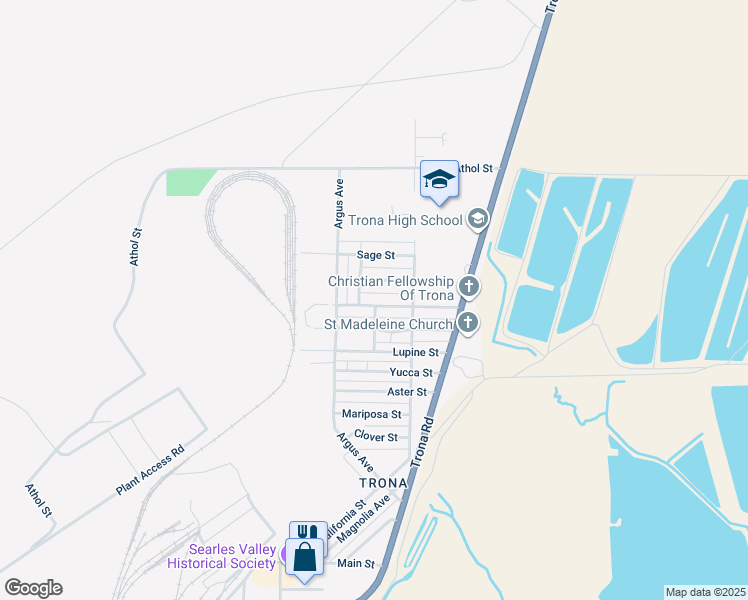 map of restaurants, bars, coffee shops, grocery stores, and more near 13346 Verbena Street in Searles Valley