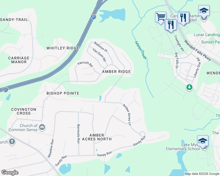 map of restaurants, bars, coffee shops, grocery stores, and more near 5737 Presentation Street in Knightdale