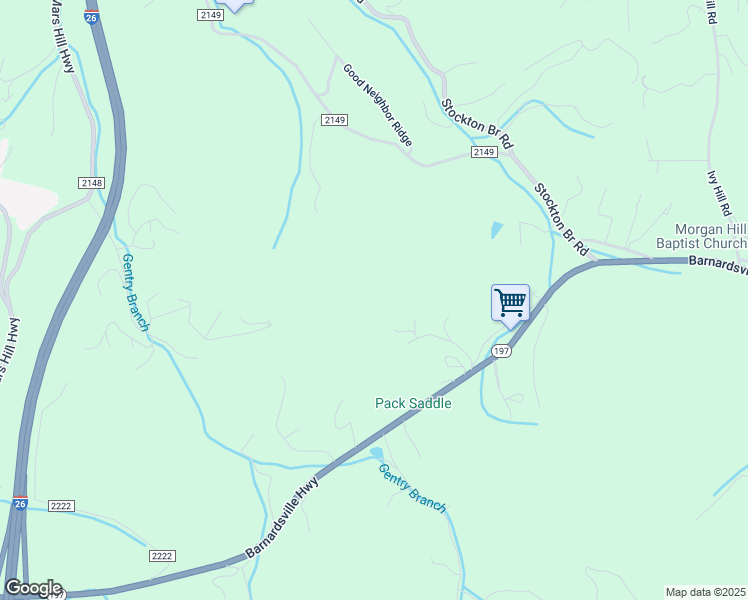 map of restaurants, bars, coffee shops, grocery stores, and more near 69 Ebb Burnette Road in Weaverville