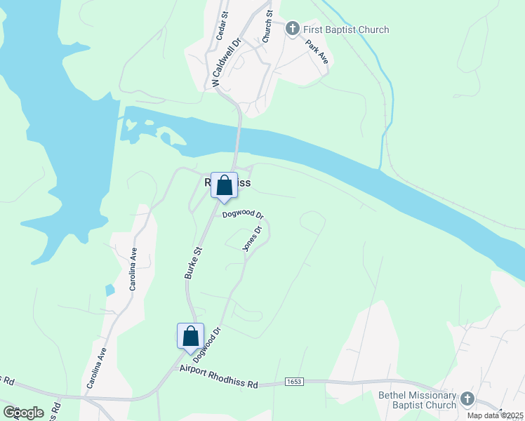 map of restaurants, bars, coffee shops, grocery stores, and more near 113 Dogwood Drive in Hickory