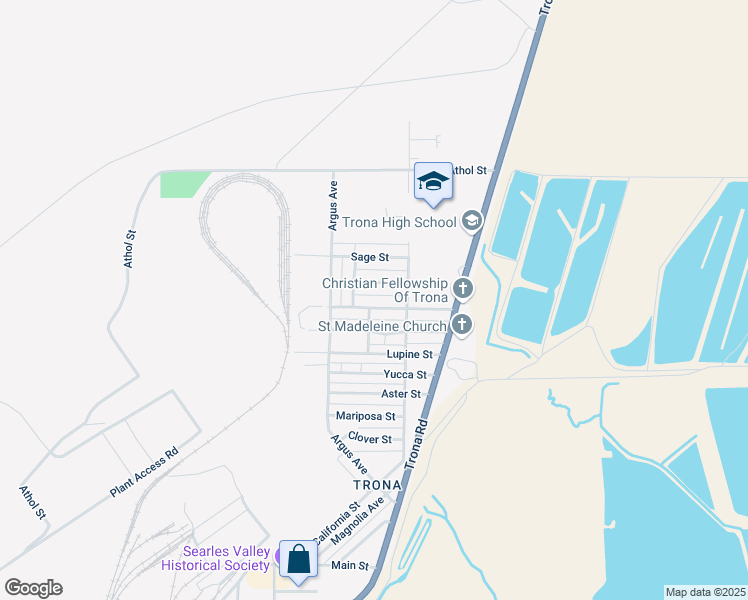 map of restaurants, bars, coffee shops, grocery stores, and more near 13346 Verbena Street in Searles Valley