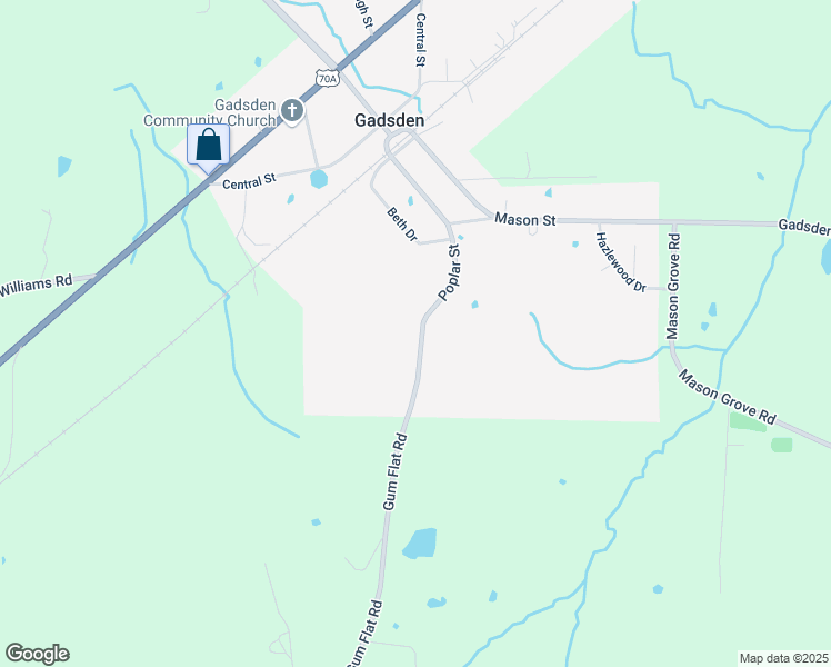 map of restaurants, bars, coffee shops, grocery stores, and more near 504 Gum Flat Road in Gadsden