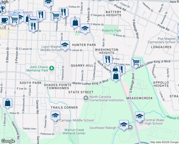 map of restaurants, bars, coffee shops, grocery stores, and more near 815 Coleman Street in Raleigh
