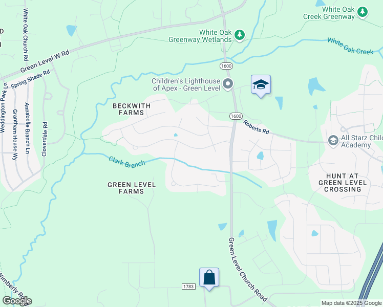 map of restaurants, bars, coffee shops, grocery stores, and more near 2537 Beckwith Road in Apex