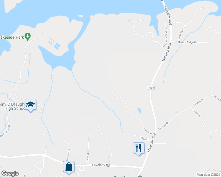 map of restaurants, bars, coffee shops, grocery stores, and more near 199 Azalea Drive in Connelly Springs