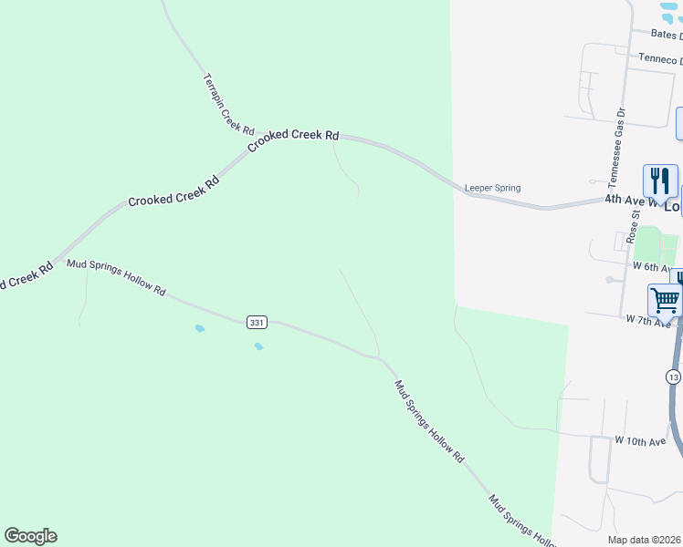 map of restaurants, bars, coffee shops, grocery stores, and more near 1026 Mud Springs Hollow Road in Lobelville