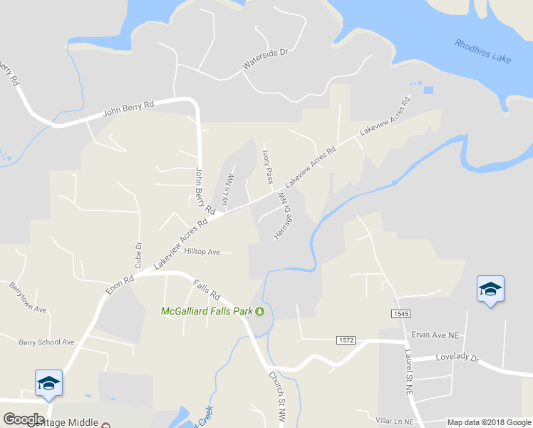 map of restaurants, bars, coffee shops, grocery stores, and more near 103 Eagle Nest Lane Northwest in Valdese