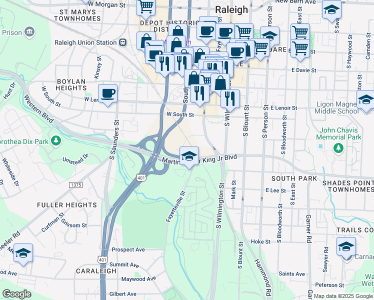 map of restaurants, bars, coffee shops, grocery stores, and more near 120 Candle Court in Raleigh