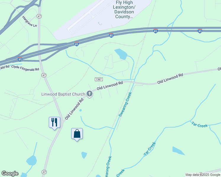 map of restaurants, bars, coffee shops, grocery stores, and more near 3399 Old Linwood Road in Lexington