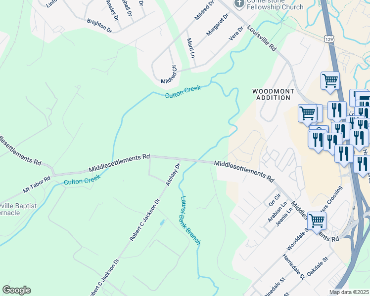 map of restaurants, bars, coffee shops, grocery stores, and more near 1314 Middlesettlements Road in Maryville