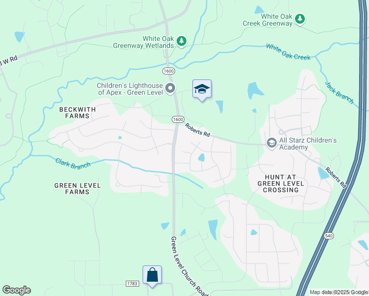 map of restaurants, bars, coffee shops, grocery stores, and more near 2408 Jester Drive in Apex